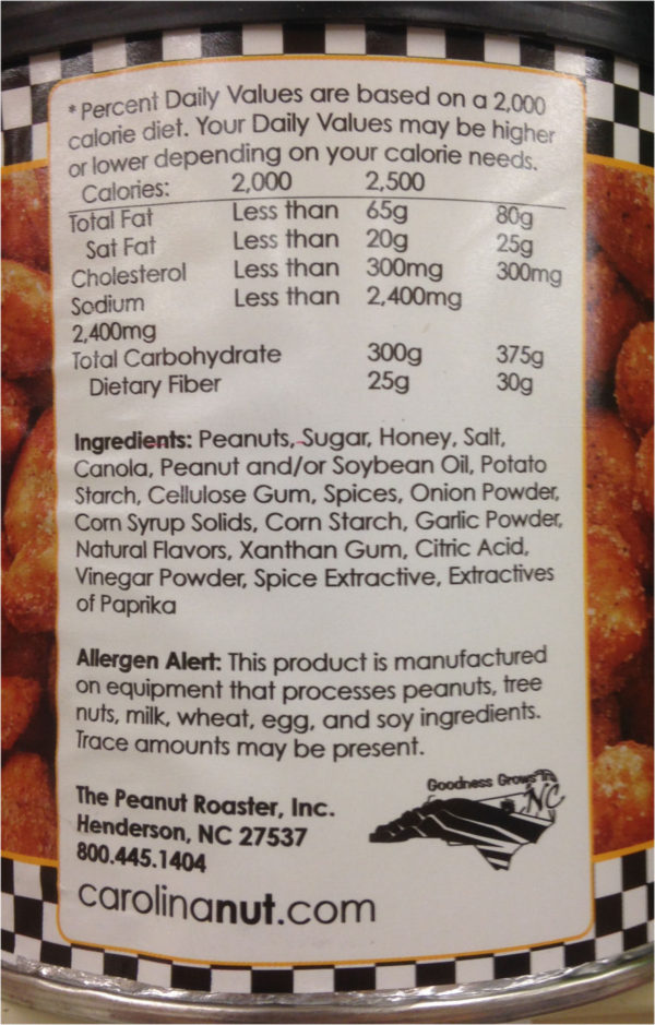 ONE 12 oz Can of Carolina Nuts in Honey Roasted Chipotle Peanuts Flavor Snack-19839