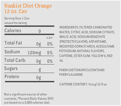 12 pack of DIET Sunkist Orange Soft Drink Soda Sun Kist-17592